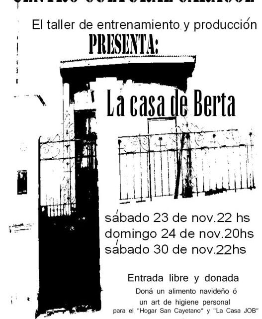 Obra de teatro “La casa de Berta” a beneficio del Hogar San Cayetano