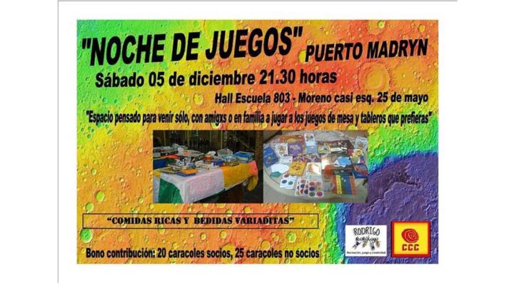 «NOCHE DE JUEGOS” ORGANIZAN CCCARACOL EL ISFD 803 Y R. TOSCO