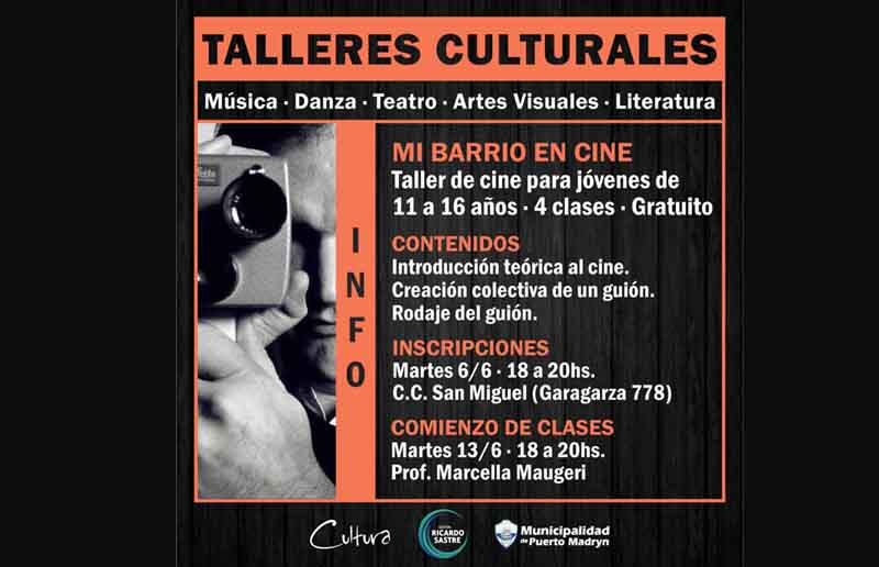 DICTARÁN TALLER GRATUITO DE CINE EN EL CENTRO CULTURAL SAN MIGUEL
